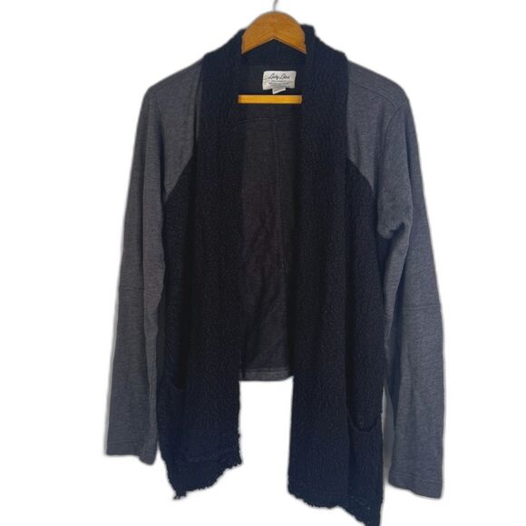 Lucky Lotus Cardigan Waterfall Two Tone Knit Cotton Blend Edgy Whimsygoth LG - Picture 1 of 11
